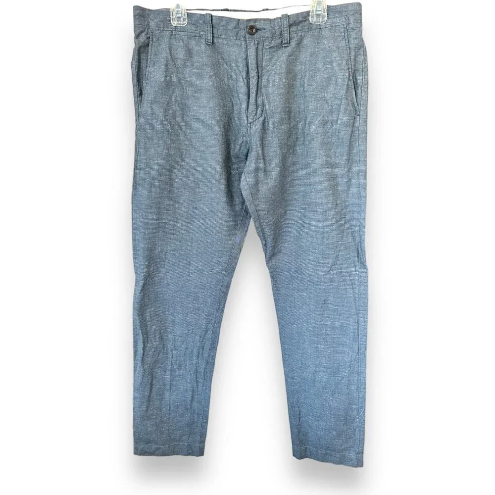 J. Crew 484 Blue Linen Blend Slim Pants cotton coastal preppy
